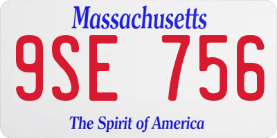 MA license plate 9SE756