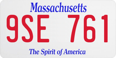 MA license plate 9SE761