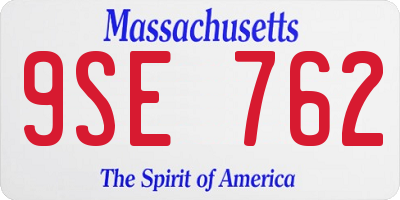 MA license plate 9SE762