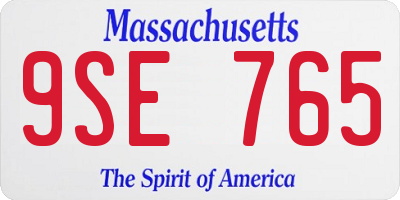 MA license plate 9SE765