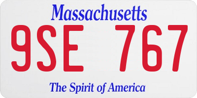 MA license plate 9SE767