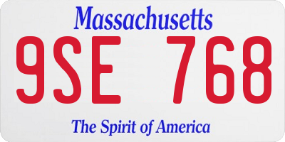 MA license plate 9SE768