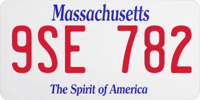 MA license plate 9SE782