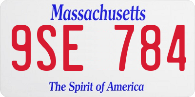 MA license plate 9SE784