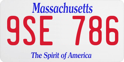 MA license plate 9SE786