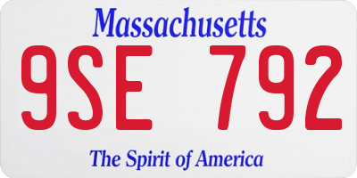 MA license plate 9SE792