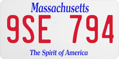 MA license plate 9SE794