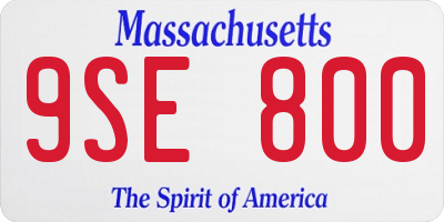 MA license plate 9SE800