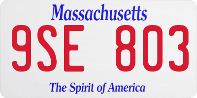 MA license plate 9SE803