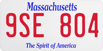 MA license plate 9SE804