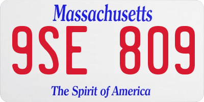 MA license plate 9SE809