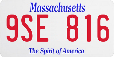 MA license plate 9SE816