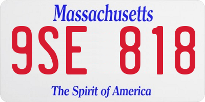 MA license plate 9SE818