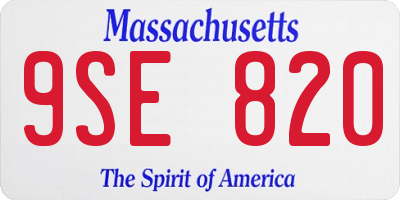 MA license plate 9SE820
