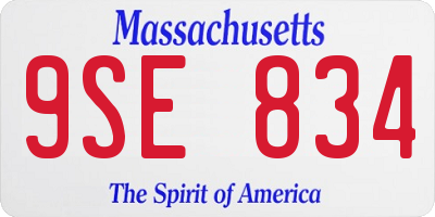 MA license plate 9SE834