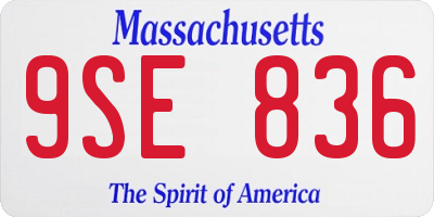 MA license plate 9SE836