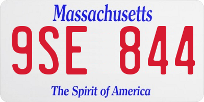 MA license plate 9SE844