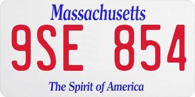 MA license plate 9SE854