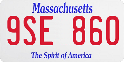 MA license plate 9SE860