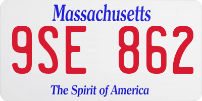 MA license plate 9SE862