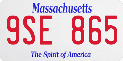 MA license plate 9SE865