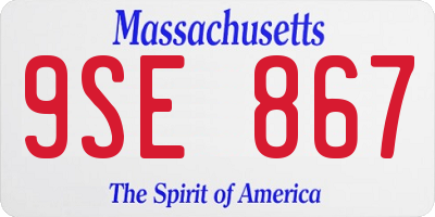 MA license plate 9SE867