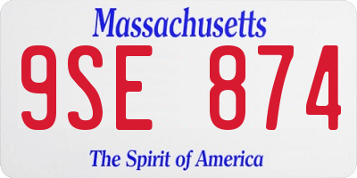 MA license plate 9SE874