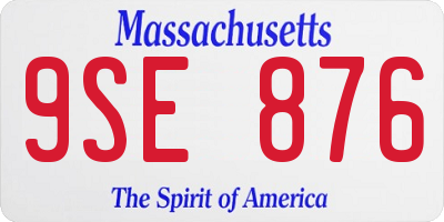 MA license plate 9SE876
