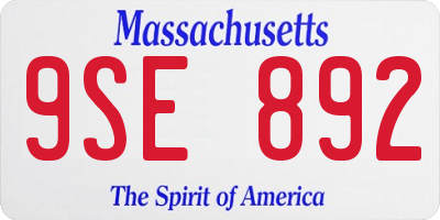 MA license plate 9SE892