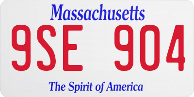 MA license plate 9SE904