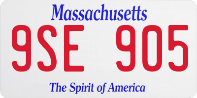 MA license plate 9SE905