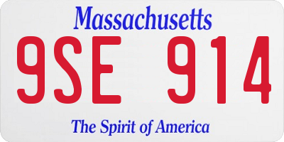 MA license plate 9SE914