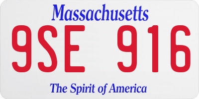MA license plate 9SE916