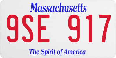 MA license plate 9SE917