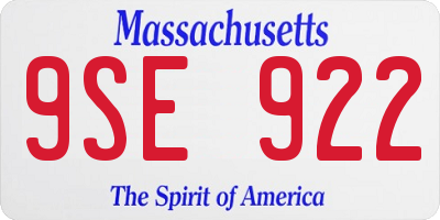 MA license plate 9SE922