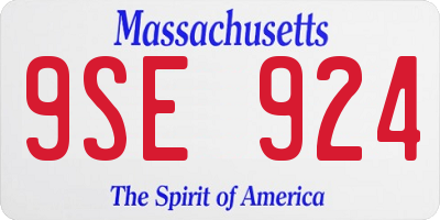 MA license plate 9SE924