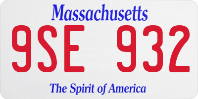 MA license plate 9SE932