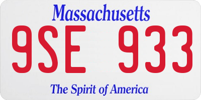 MA license plate 9SE933
