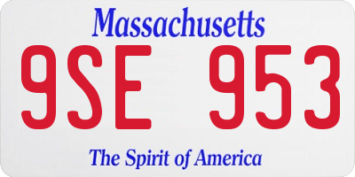 MA license plate 9SE953