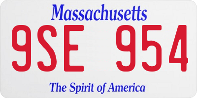 MA license plate 9SE954