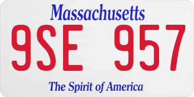 MA license plate 9SE957