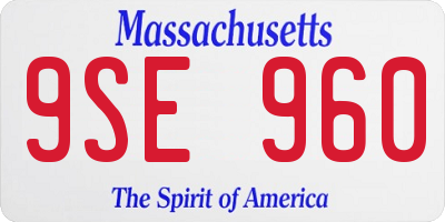 MA license plate 9SE960