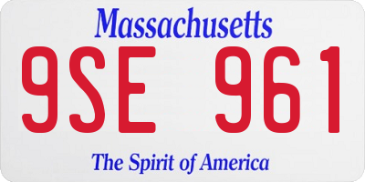 MA license plate 9SE961