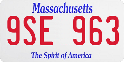 MA license plate 9SE963
