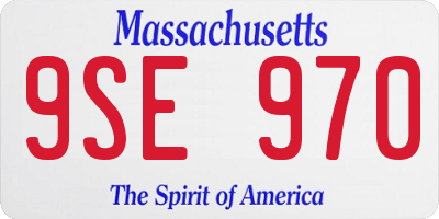 MA license plate 9SE970