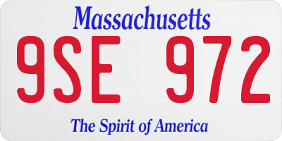 MA license plate 9SE972