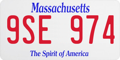 MA license plate 9SE974