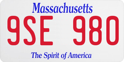 MA license plate 9SE980