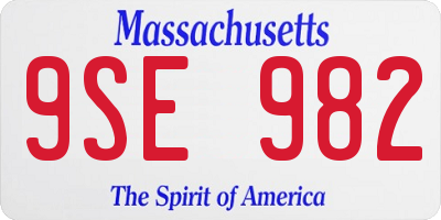 MA license plate 9SE982