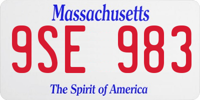MA license plate 9SE983